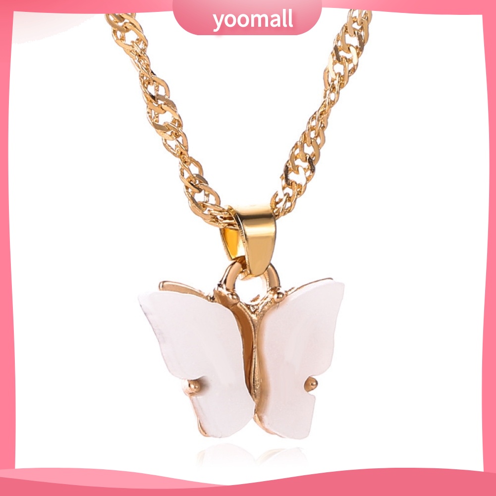 Vòng cổ Mặt Hình Bướm Bằng Acrylic Màu Sắc Ngọt Ngào Cho Nữ