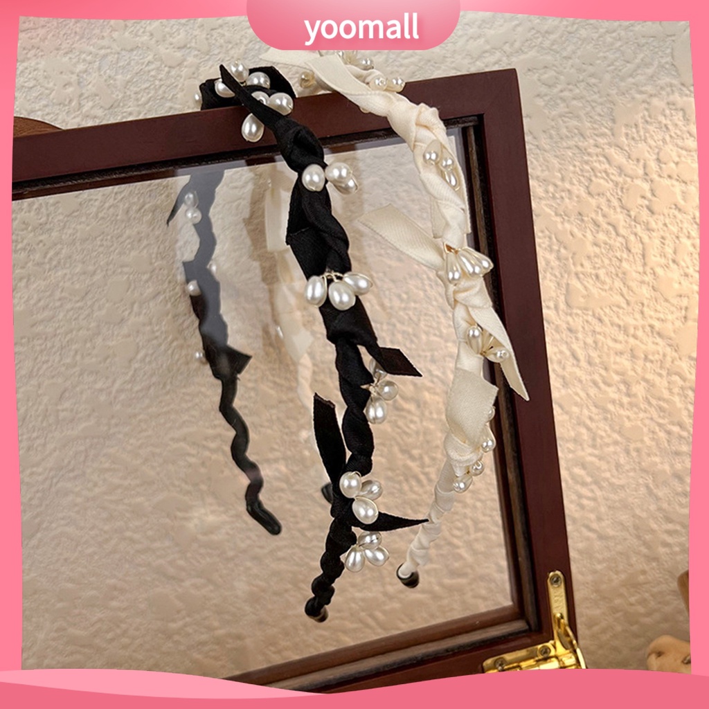 Băng Đô Cài Tóc Đính Ngọc Trai Nhân Tạo Chống Trượt Cho Nữ