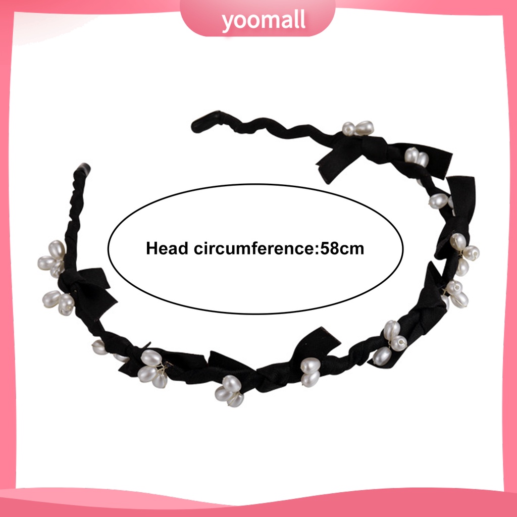 Băng Đô Cài Tóc Đính Ngọc Trai Nhân Tạo Chống Trượt Cho Nữ