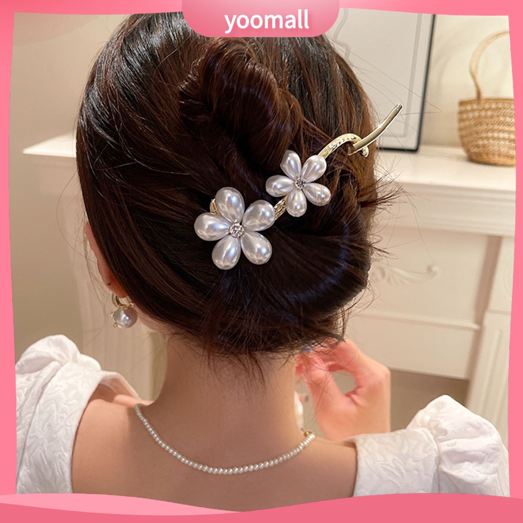 Kẹp Tóc Càng Cua Hình Chữ S Đính Ngọc Trai Giả Thanh Lịch Cho Nữ