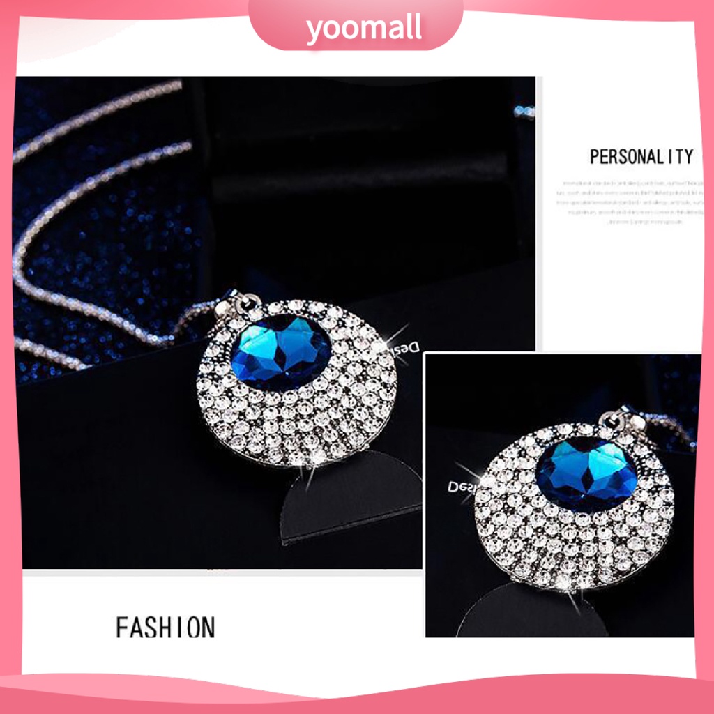 Vòng cổ Dài Mặt Tròn Đính Đá Phong Cách Cổ Điển Cho Nữ