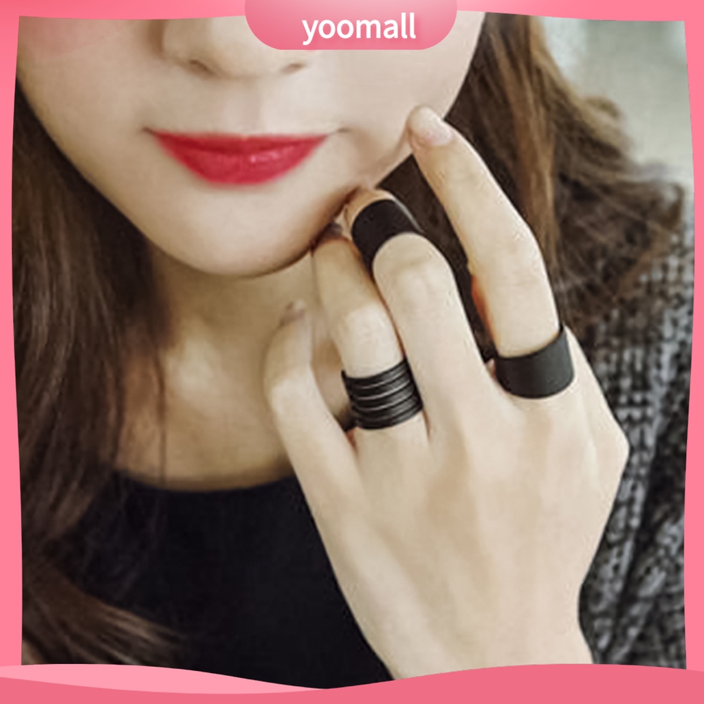 Bộ 3 Nhẫn Đeo Đốt Ngón Tay Màu Đen Trơn Thời Trang