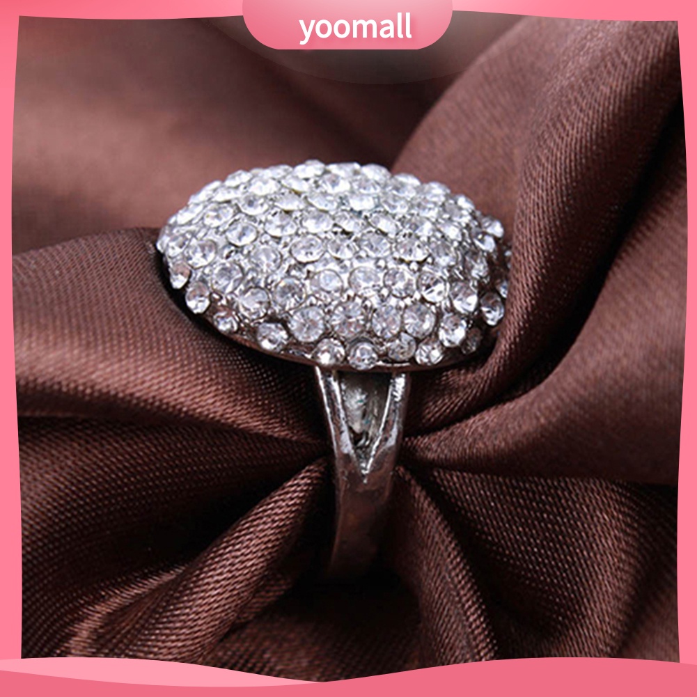 Nhẫn Đính Hôn Đính Đá Hình Oval Kích Thước 6-10 Sang Trọng Dành Cho Nữ