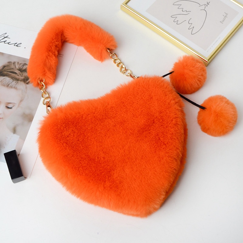 Fancysip Túi Đeo Chéo Vai Bằng Vải Lông Xù Hình Trái Tim Sức Chứa Lớn Thời Trang Thu Đông Dành Cho Nữ