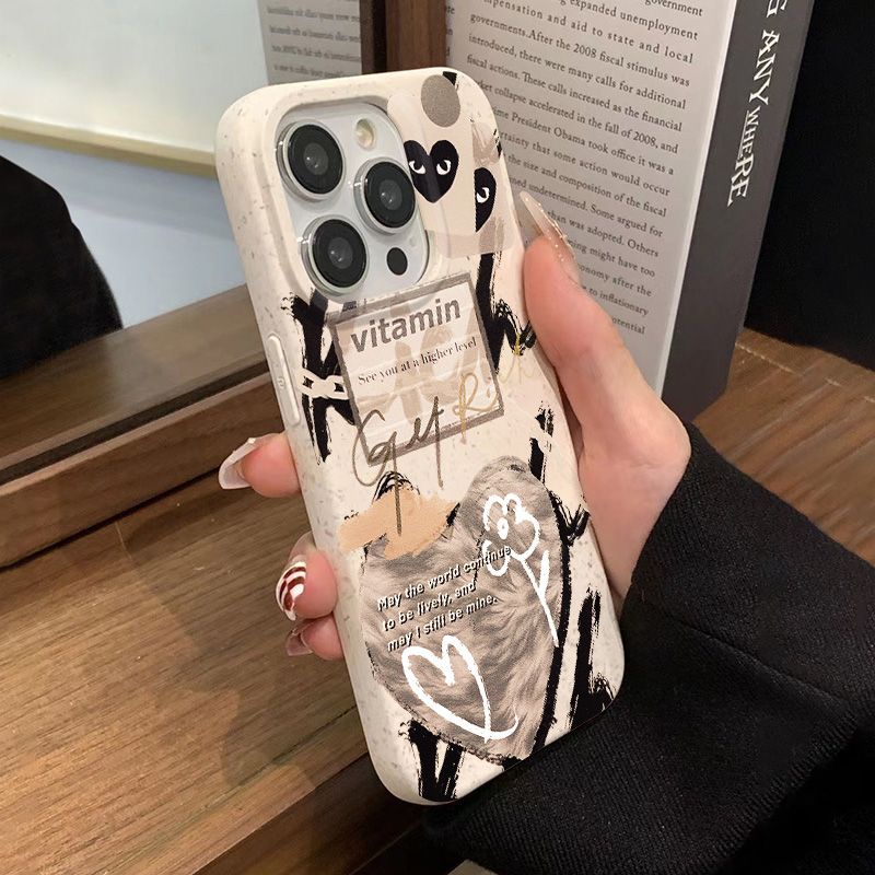 Ốp Điện Thoại Dẻo Họa Tiết Trái Tim Phong Cách Graffiti Đơn Giản Chống Sốc Cho iPhone12 14Pro13In 8p7 max 11 R0ZJ