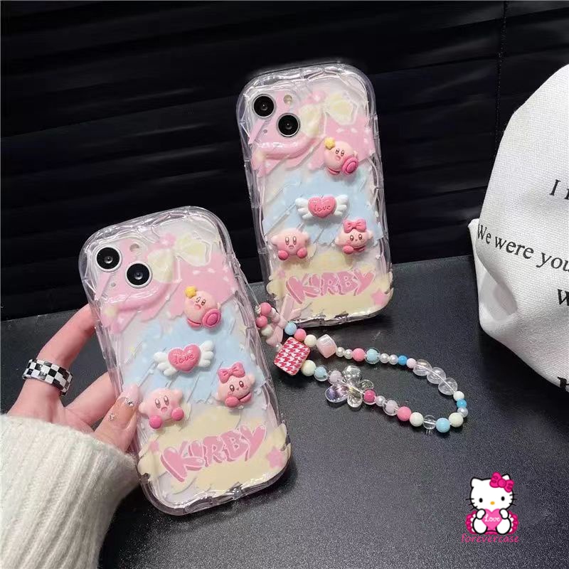 Ốp Điện Thoại Viền Cong Hình Búp Bê Kirby 3D Cho IPhone 11 14 13 12 Pro Max 7Plus XR XS X Max 7 6s 6 8 Plus SE 2020