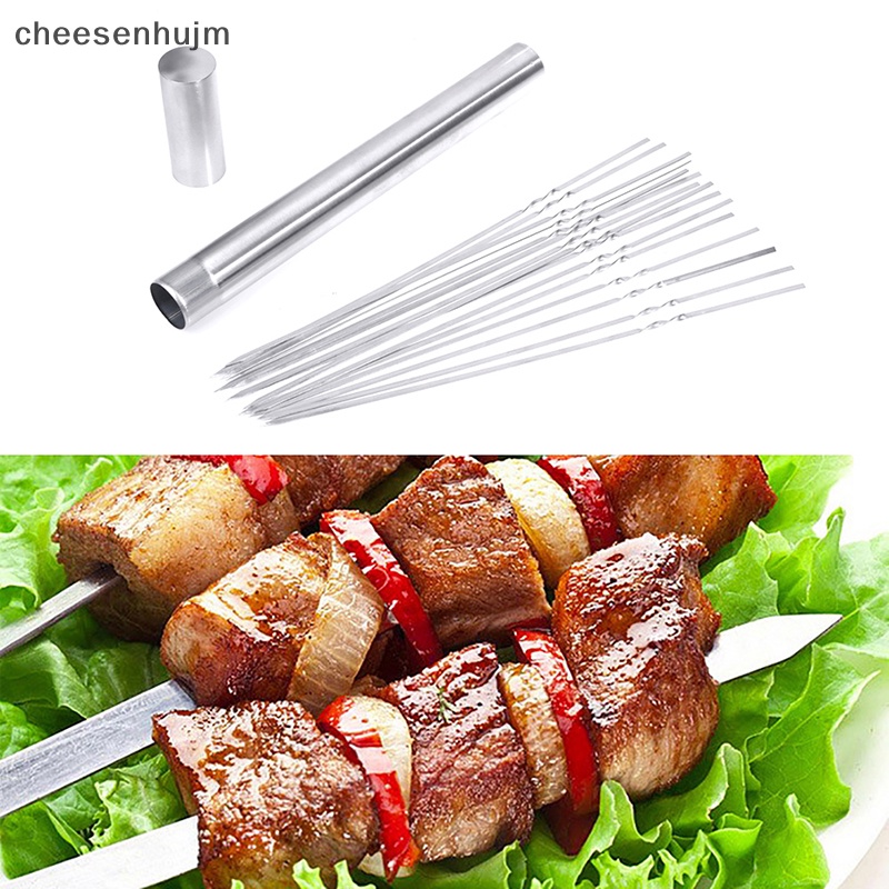 Bộ 15 Cái Xiên Nướng BBQ Bằng Thép Không Gỉ Tái Sử Dụng Được Kèm Hộp Đựng