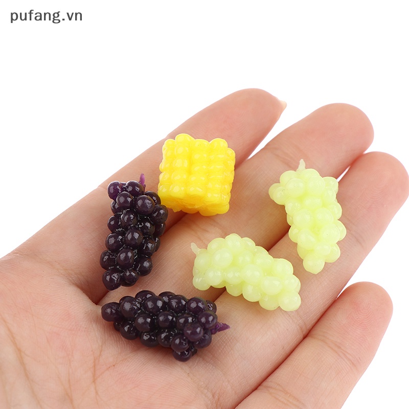 Pufang Set 5 Mô Hình Trái Nho / Nho / Trái Cây Mini TPR Mềm Mại Cho Nhà Búp Bê vn