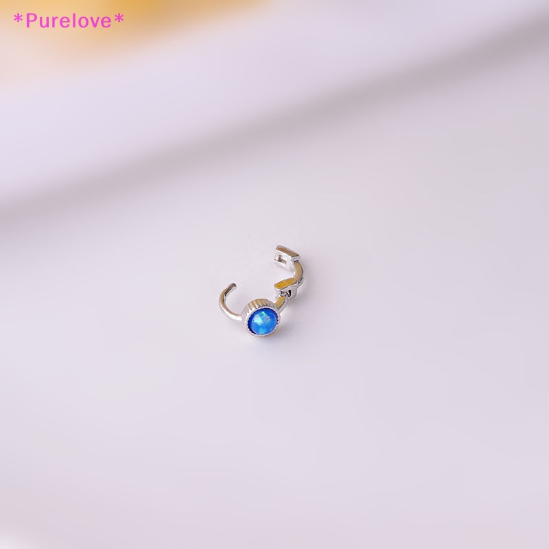 Khuyên Tai Vòng Tròn Helix Bằng Thép Không Gỉ Đính Đá Opal Thời Trang Mới