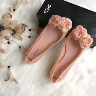 Giày búp bê nhựa dẻo đế bệt mũi tròn đính hoa phong cách melissa melissa melissa 2019 cho nữ