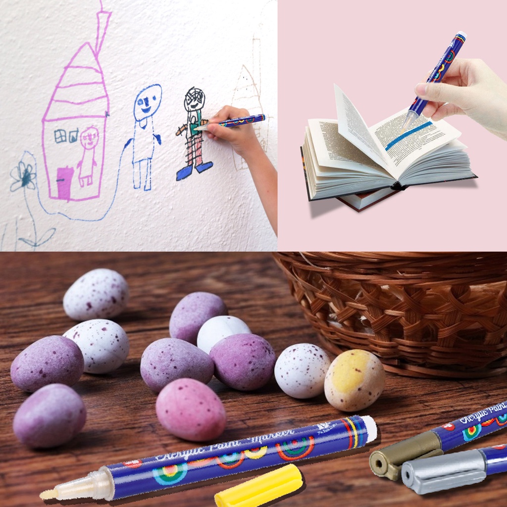 1 Bộ Bút Lông Vẽ Tranh Acrylic Nhanh Khô Chống Thấm Nước Dành Cho Trẻ Em