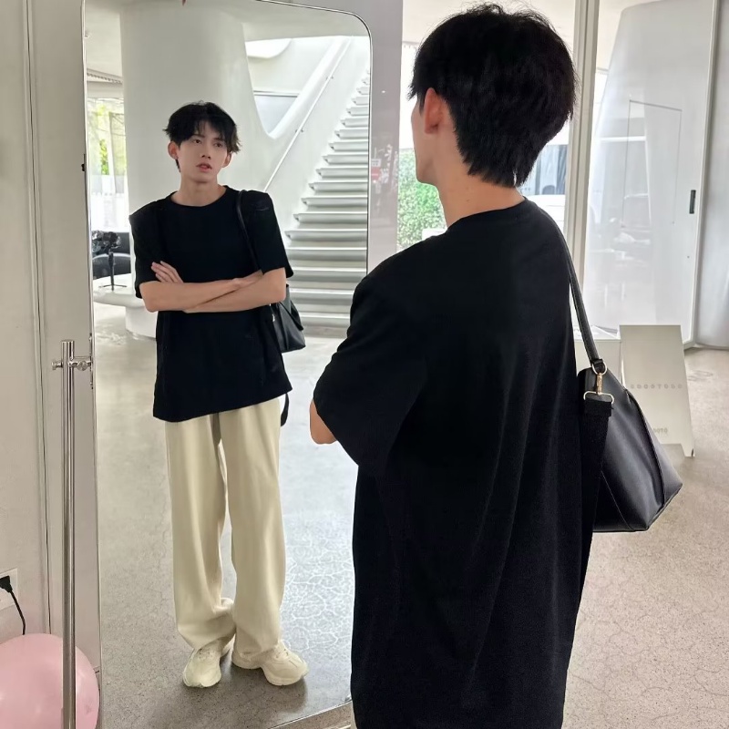 Áo Thun Đệm Vai Tay Lửng Màu Đen Trơn Trọng Lượng Nặng