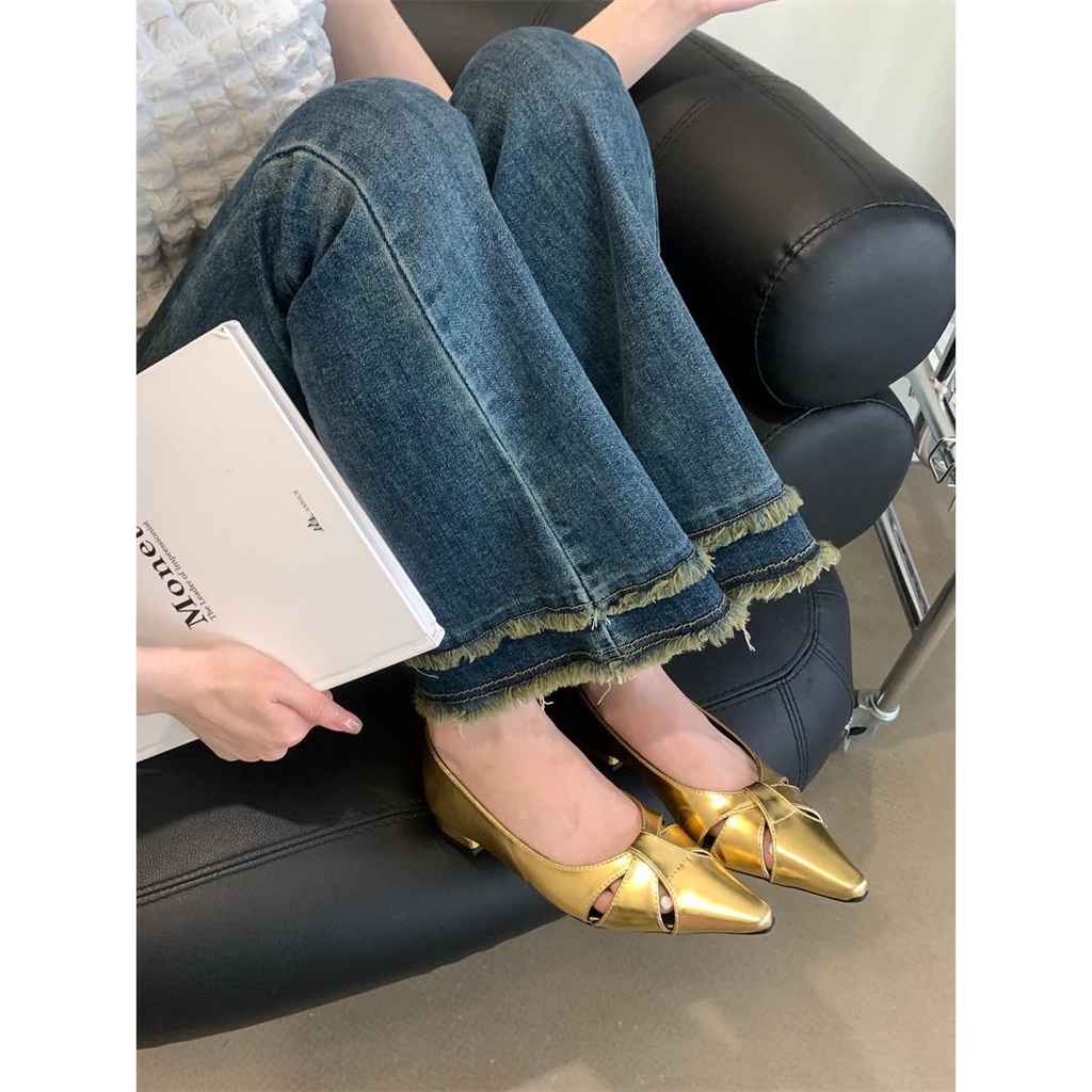 Giày Búp Bê Đế Bằng Mũi Nhọn 4 Mùa Phong Cách Mới Sk2023 Cho Nữ