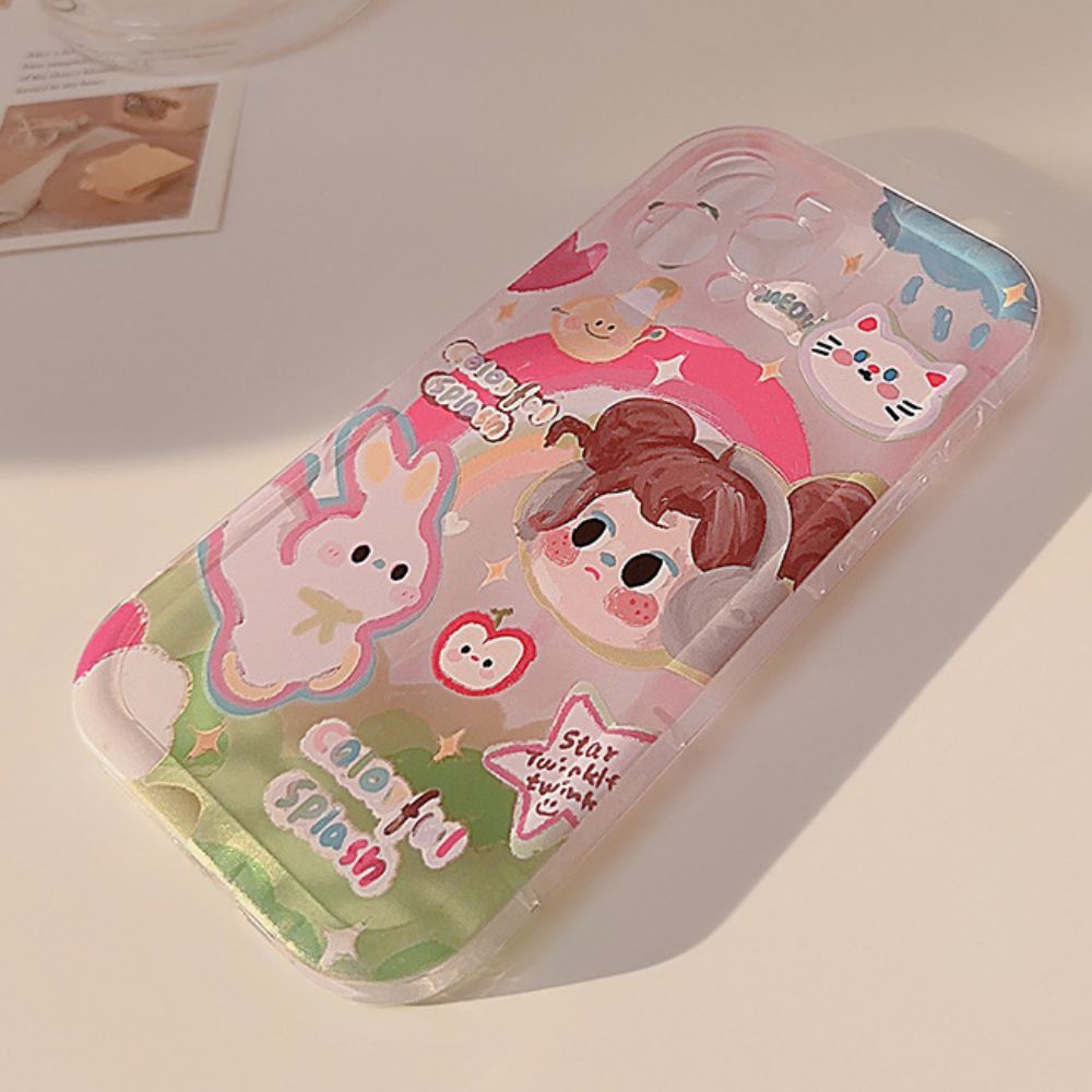 Ốp Điện Thoại TPU Dẻo Họa Tiết Hoạt Hình Cô Gái / Thỏ Dễ Thương Cho IPhone 11 12 13 14 Pro Max