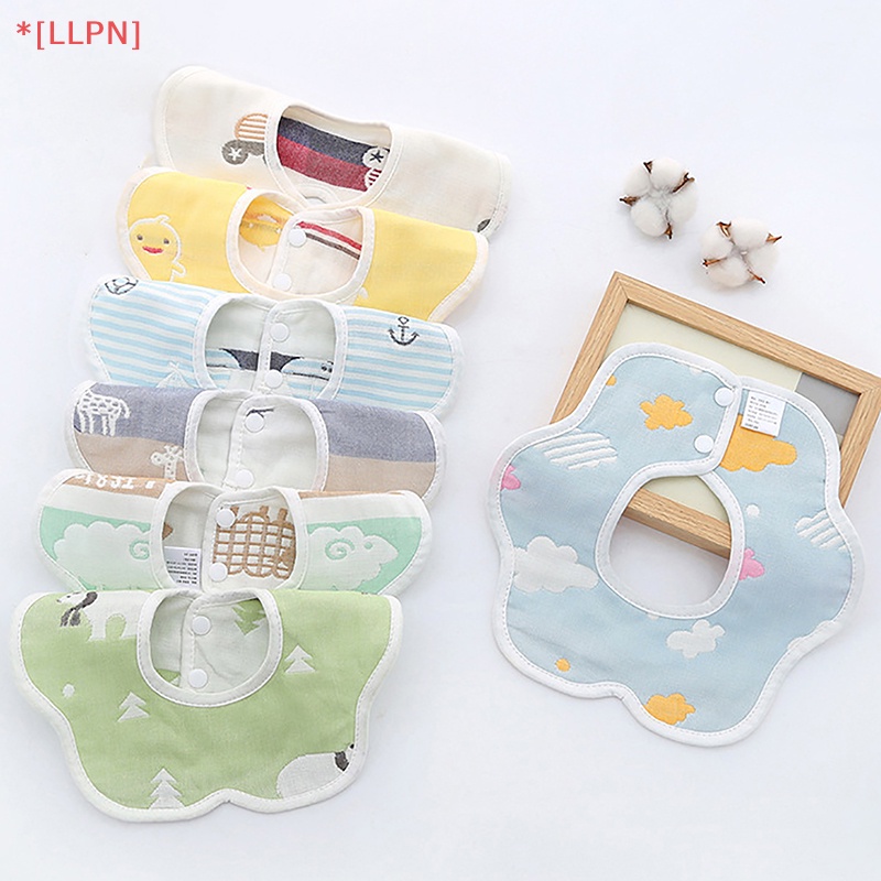 Yếm Ăn Cotton 6 Lớp Xoay 360 Độ Xinh Xắn Tiện Dụng Cho Bé Sơ Sinh