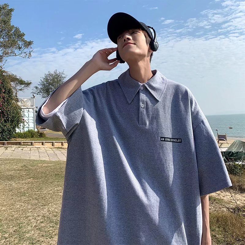 Áo Polo Cổ Bẻ Kiểu Hàn Quốc Nam, Màu Sắc Đơn Giản, Chất Liệu Cotton Thoáng Mát, Phong Cách Vintage Và Nghệ Thuật. Mẫu Áo Mới Cho Mùa Hè Này