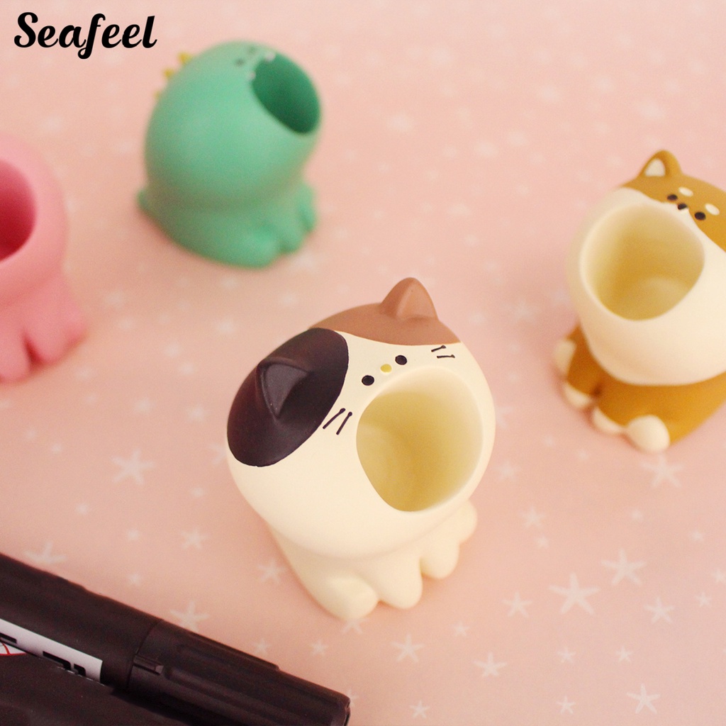 Giá Đỡ Bút Mini Bằng Nhựa Resin Hình Động Vật Hoạt Hình Phong Cách Nhật Bản