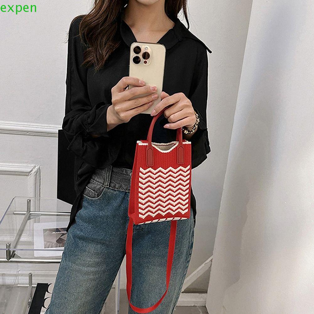EXPEN Túi Đeo Chéo Đan Len Sức Chứa Lớn Đựng Điện Thoại Thời Trang Thanh Lịch