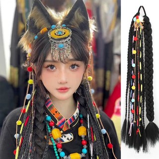 Tóc giả thắt bím tua rua nhiều màu sắc phong cách tây tạng tây tạng tây tạng