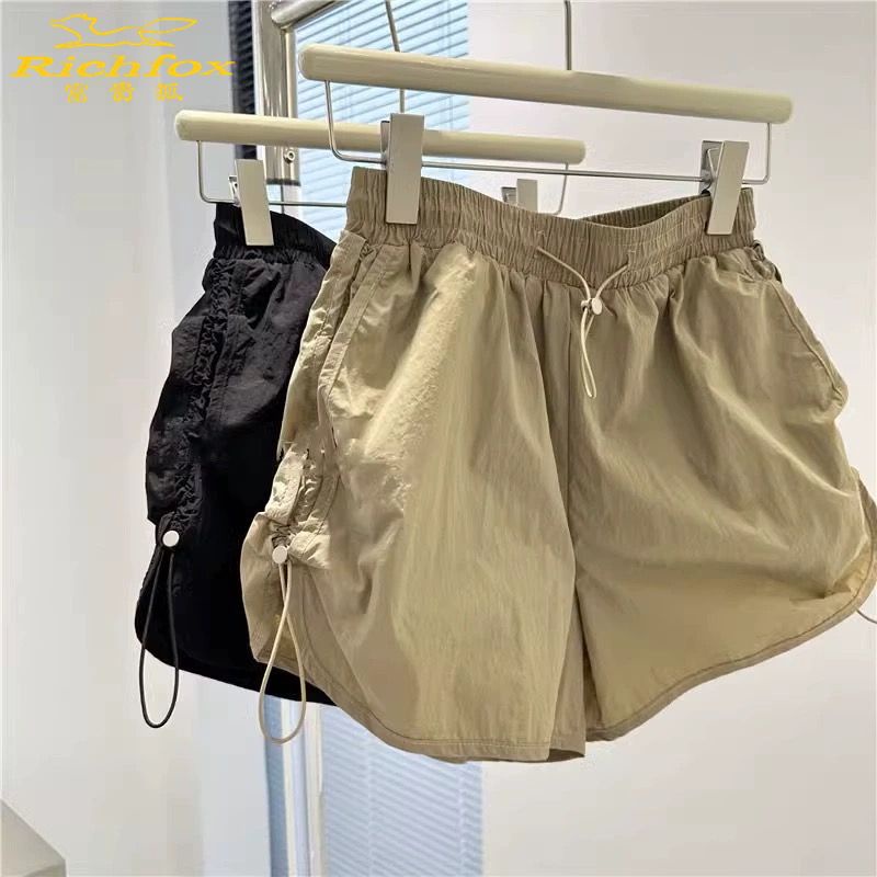 Quạt Hàn Quốc Trắng!!! Quần Dù Ngắn Chữ a Ống Rộng Khô Nhanh Phối Dây Rút Cho Nữ
