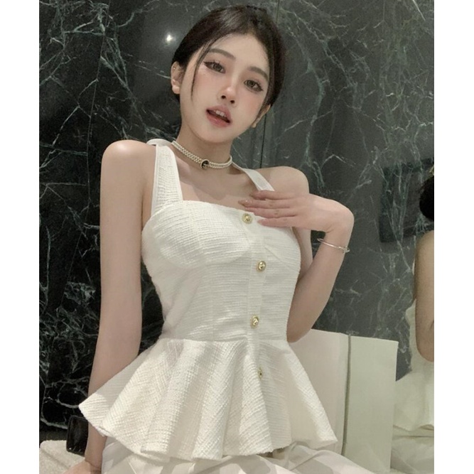 Áo Lửng Hai Dây Sát Nách Dáng Ôm Thời Trang Mùa Hè Quyến Rũ Cho Nữ