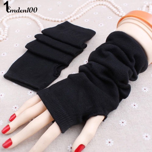 Găng Tay Len Dài Hở Ngón Ấm Áp Thời Trang Cho Nữ