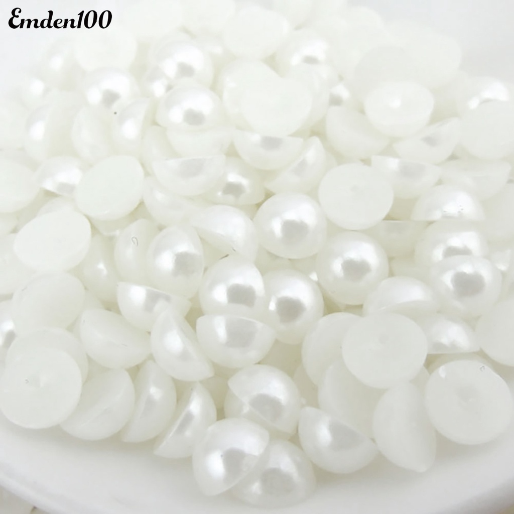 Set 200 Hạt Ngọc Trai Giả 6mm Trang Trí Móng Tay Lưng Phẳng