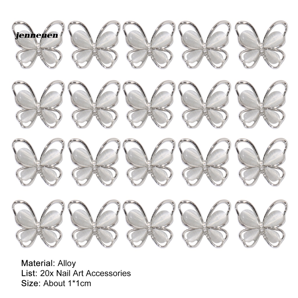 Set 20 Phụ Kiện Trang Trí Móng Tay Hình Bướm Nhiều Màu Sắc DIY