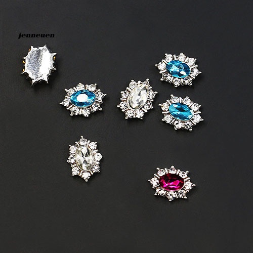 Set 10 Miếng Dán Trang Trí Móng Tay Nghệ Thuật Bằng Hợp Kim Phối Đá Nhân Tạo Thời Trang Dành Cho Nữ