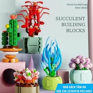 Lego mô hình chậu hoa lắp ghép - mô hình lắp ghép 3d decor trang trí góc học tập, làm việc