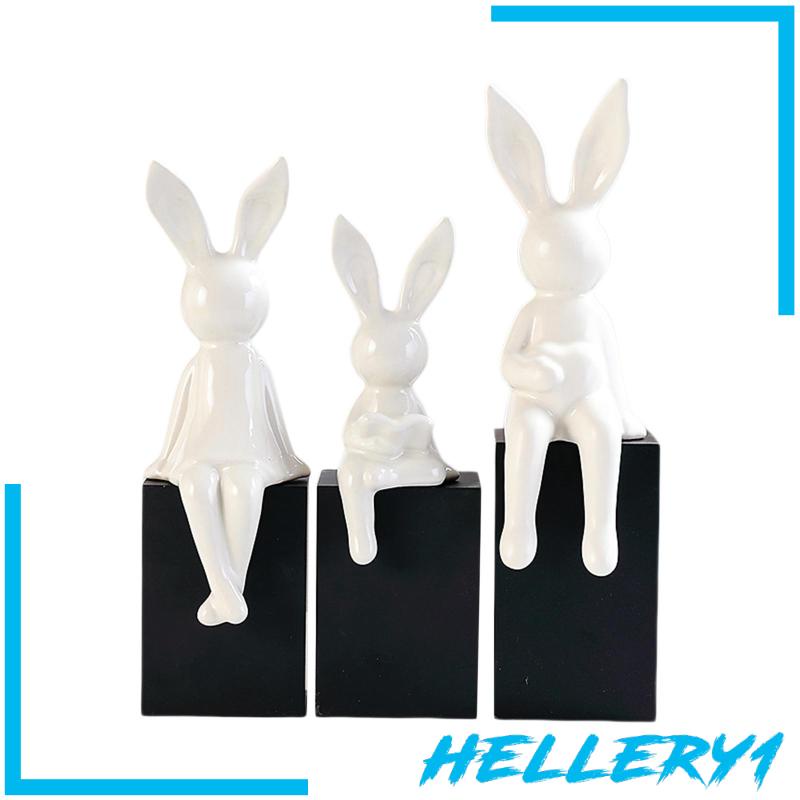 Set 3 Tượng Gia Đình Thỏ Bunny Trang Trí Trong Nhà
