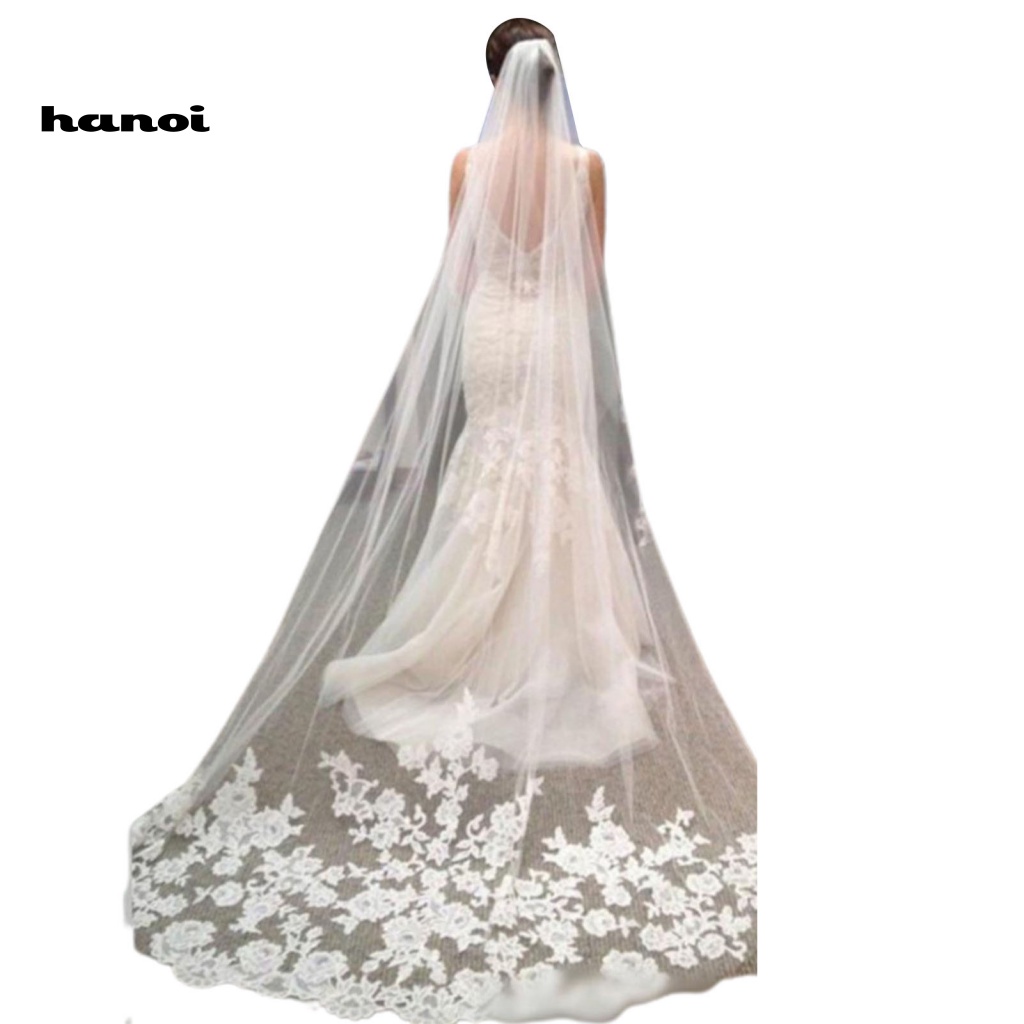 Mạng Che Mặt Một Lớp 300CM Kèm Lược Cài Tóc Cho Cô Dâu Ngày Cưới