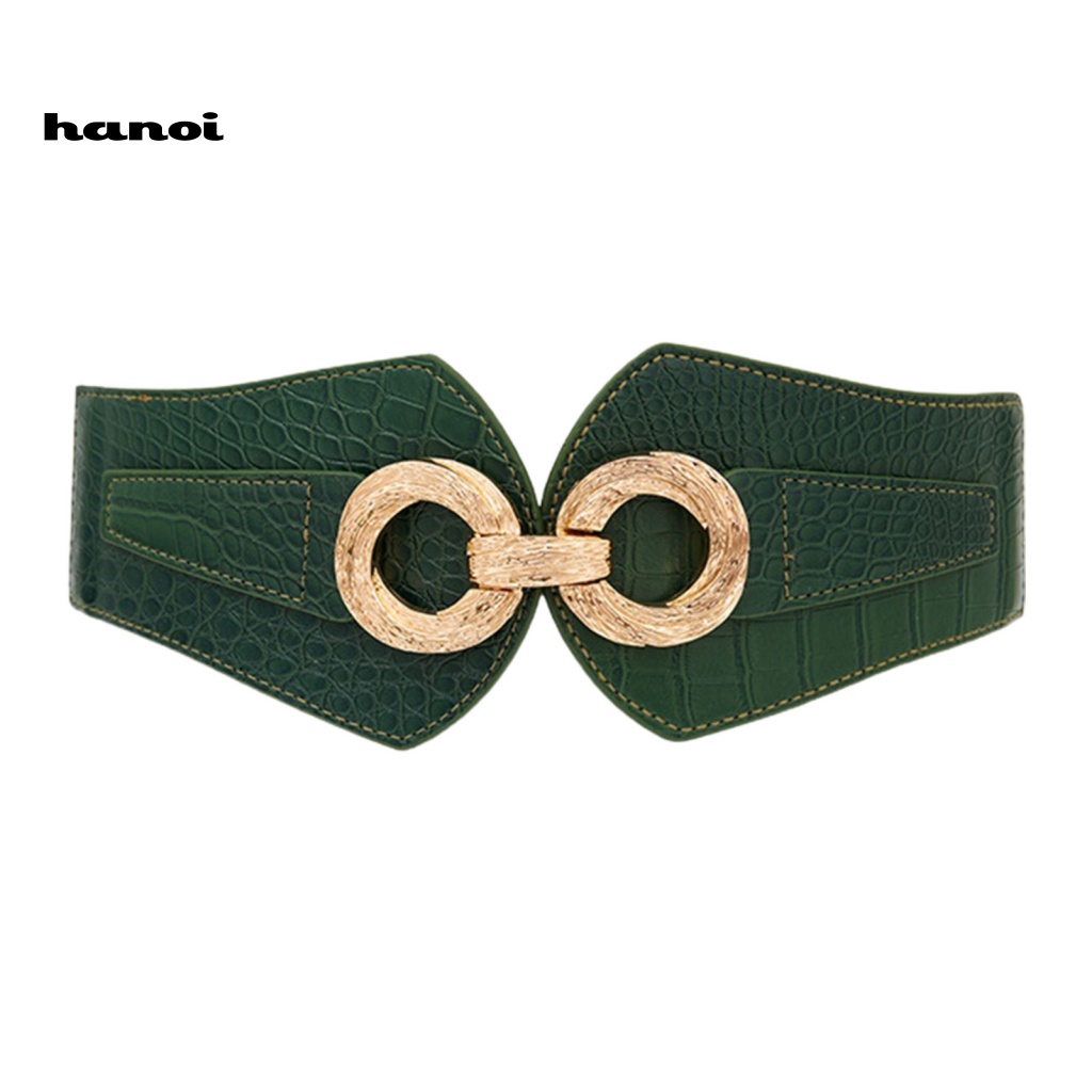 Thắt Lưng Giả Da Bản Rộng Co Giãn Chống Trượt Màu Tương Phản Thời Trang Cho Nữ