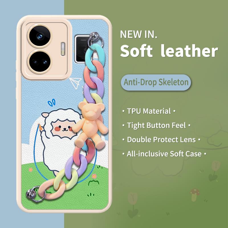 Raised lens Solid color Phone Case For OPPO Realme GT NEO5/240W/Realme GT3 cute Cartoon Nordic wind Liquid silicone shell