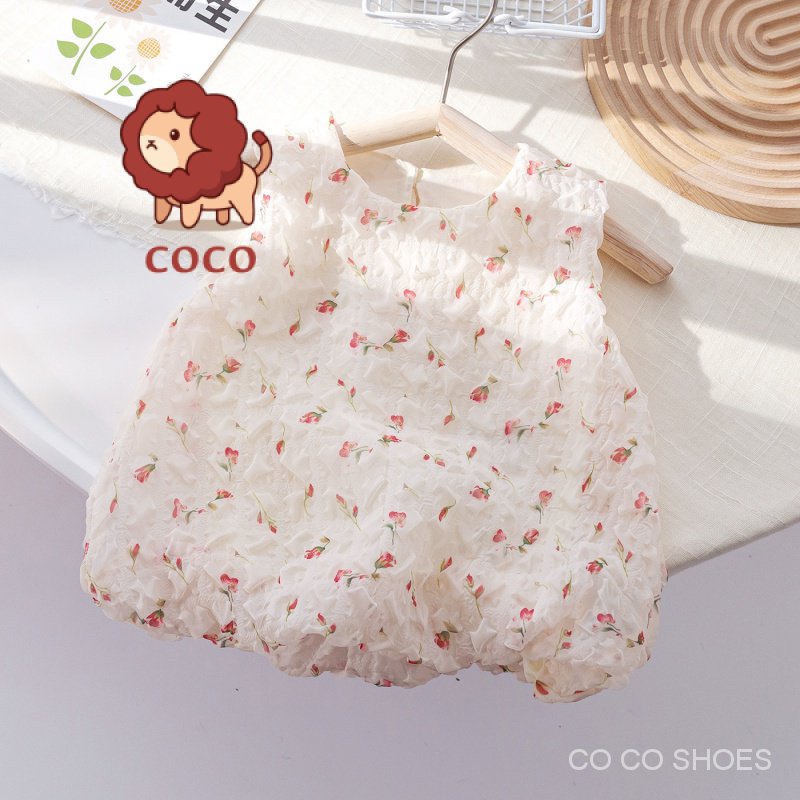 Áo Không Tay In Hoa Dễ Thương Thời Trang Mùa Hè Cho Bé Gái