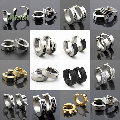 Khuyên Tai Tròn Bằng Thép Không Gỉ Phong Cách Gothic Thời Trang Cho Nam Nữ
