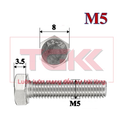 Bulong inox 304 M5 (16mm - 70mm) - DIN933