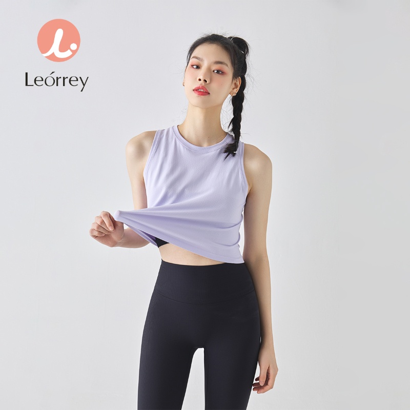 Áo croptop thể thao Leorey không tay form rộng thoáng khí thân thiện da tập yoga