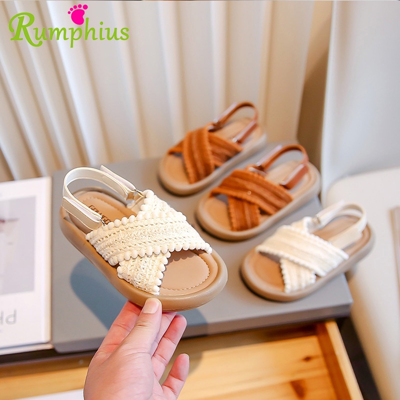 Rumphius Giày Lười Đế Mềm Chống Trượt Màu Trơn Thoải Mái Cho Bé Gái Cỡ 23-37