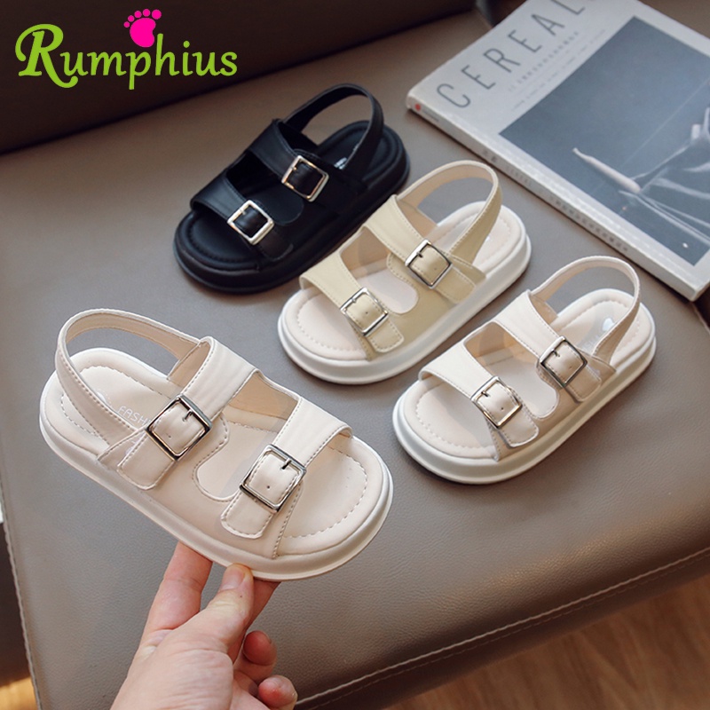 Rumphius Xăng đan Bằng Da Mềm Màu Trơn Thoải Mái Dành Cho Bé Gái Size 23-36