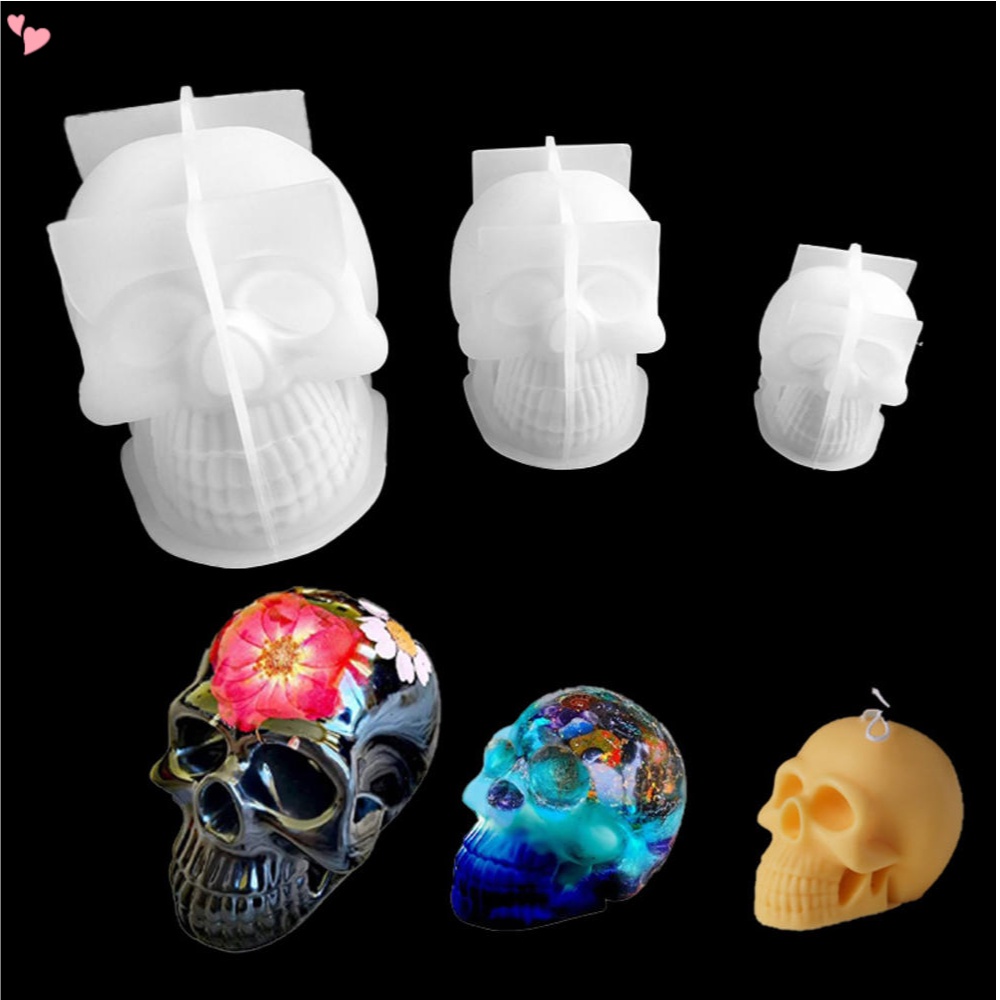 Khuôn Làm Nến Hình Đầu Lâu 3D Bằng Silicone Trang Trí Tiệc Halloween