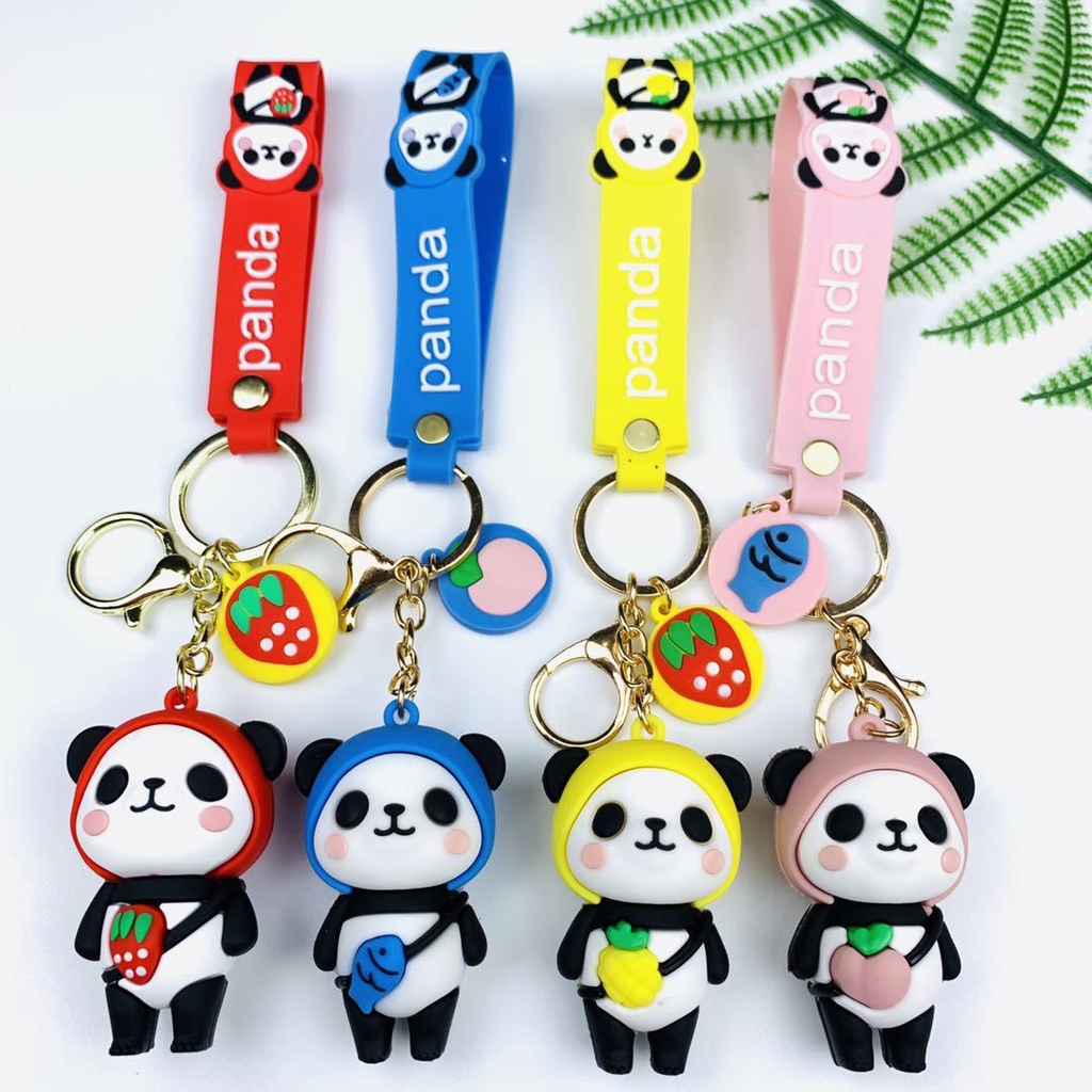 Móc Khóa Hình Gấu Trúc / Dâu Tây / Phi Hành Gia / Gấu Trúc Hoạt Hình Dễ Thương Cho