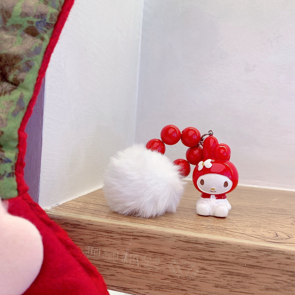 Dây Đeo Điện Thoại / Tai Nghe Bluetooth Chống Thất Lạc Hình Kuromi Melody Cinnamoroll Có Quả Bông Mềm Mại Dễ Thương