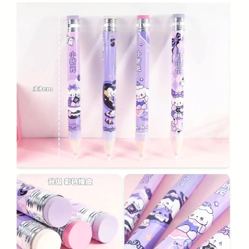 Bút Chì Gỗ Hoạt Hình Sanrio 33cm Sáng Tạo Và Vui Nhộn Làm Quà Tặng Trường Học