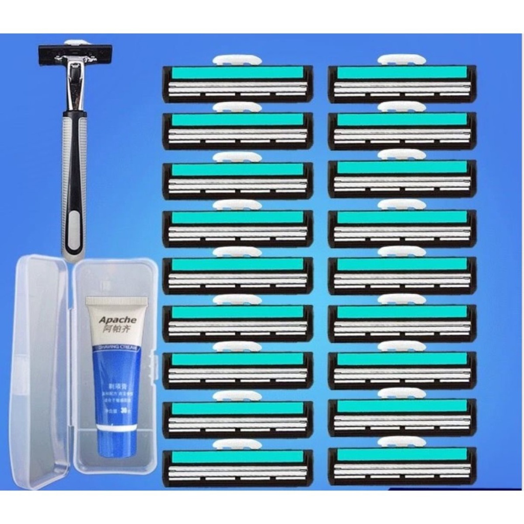 Set Dao Cạo Râu 36 Lưỡi Kép Kèm Bàn Cạo, Kèm 1 Tuýp Kem Cạo Râu