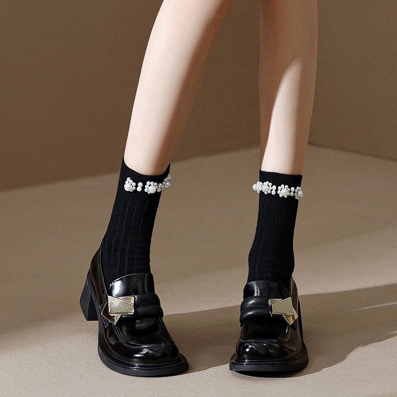 GUDETU❤Giày Da Đế Dày Cao Gót Phong Cách Mary Jane Cho Nữ