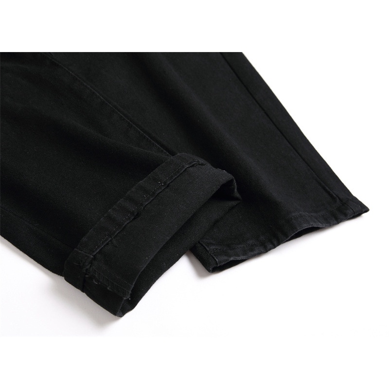Quần Jeans Ống Rộng Co Giãn Thêu Chữ Màu Đen Trẻ Trung Cho Nam 3443
