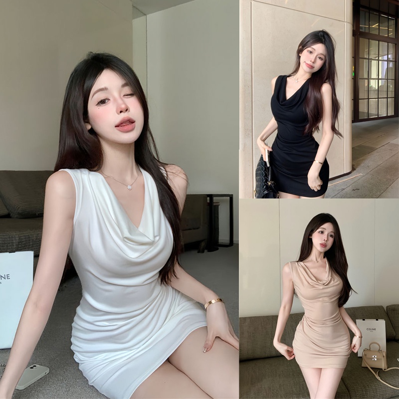 Đầm Cổ Chữ V Màu Sắc Đơn Giản Quyến Rũ Cho Nữ