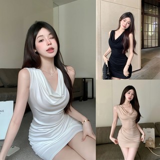 Đầm Cổ Chữ V Màu Sắc Đơn Giản Quyến Rũ Cho Nữ