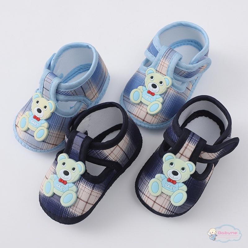 Giày Vải Canvas Họa Tiết Gấu Hoạt Hình Dễ Thương Cho Bé Sơ Sinh Từ 0-12 Tháng Tuổi